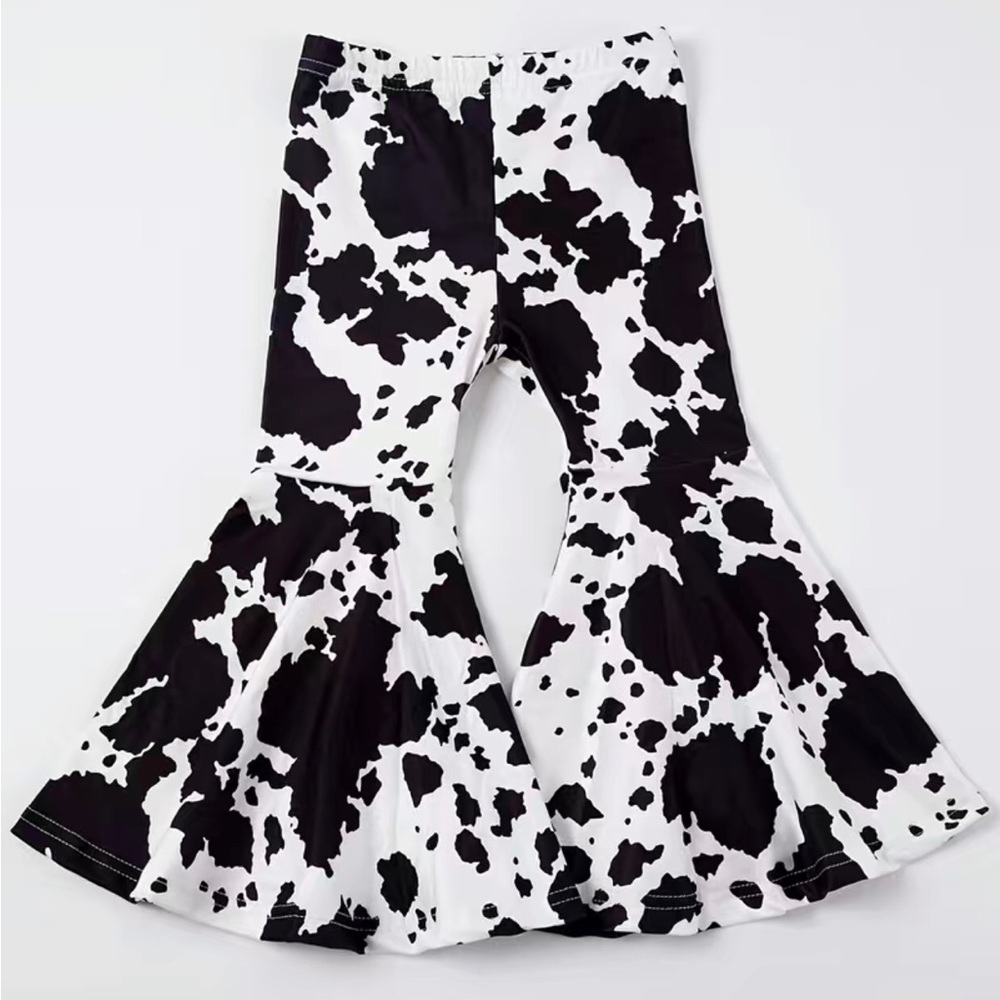 Girls Boutique Country Western Cow Print Bell Bottom Flare Pants